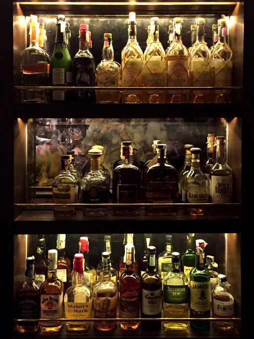 Selection of bottles at the Mandarin Oriental Bangkok's Bamboo Bar