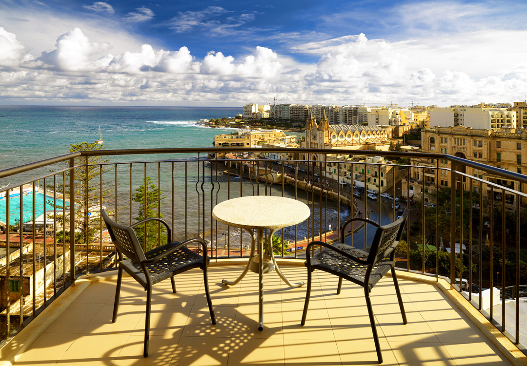The view from Le Meridian Malta overlooking Balluta Bay